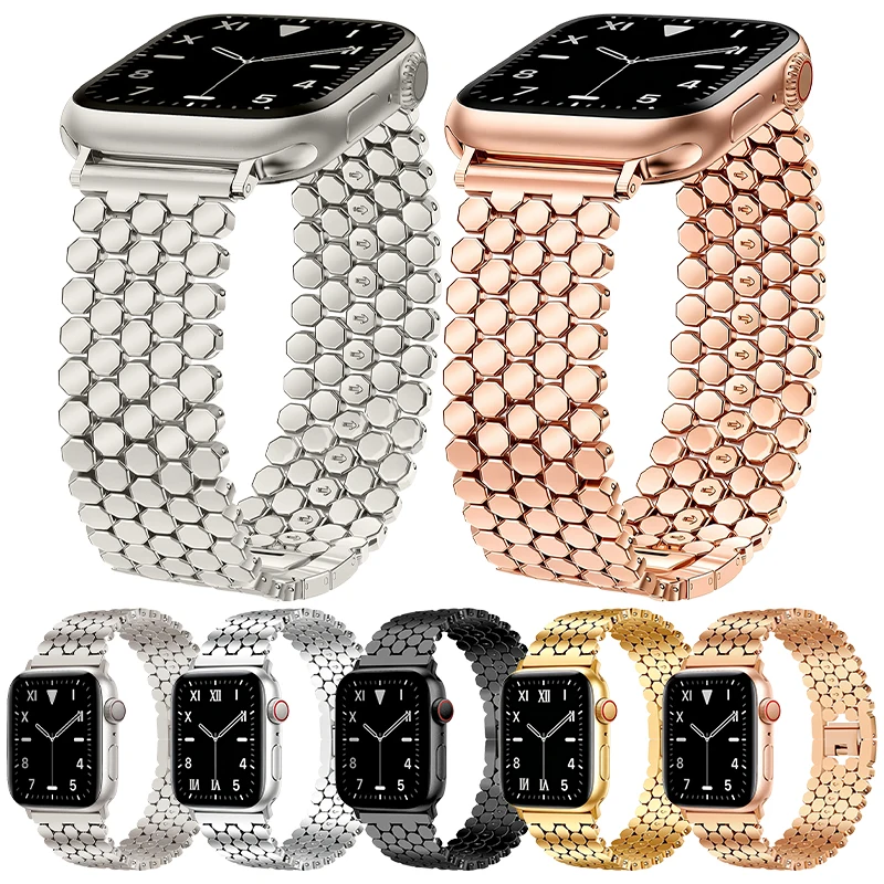 Wabenförmiges Metall-Armband für Apple Watch 11 10 46mm Ultra 3 2 49mm 9 8 7 45mm 41mm Band Armband für IWatch Series 6 SE3 40/44mm