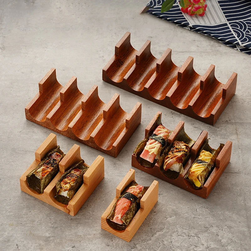 1/2/3/4/5 Slots Wooden Sushi Rack U-shape Japanese Style Sushi Serving Tray Multi Purpose Innovative Sushi Maker Holder Home