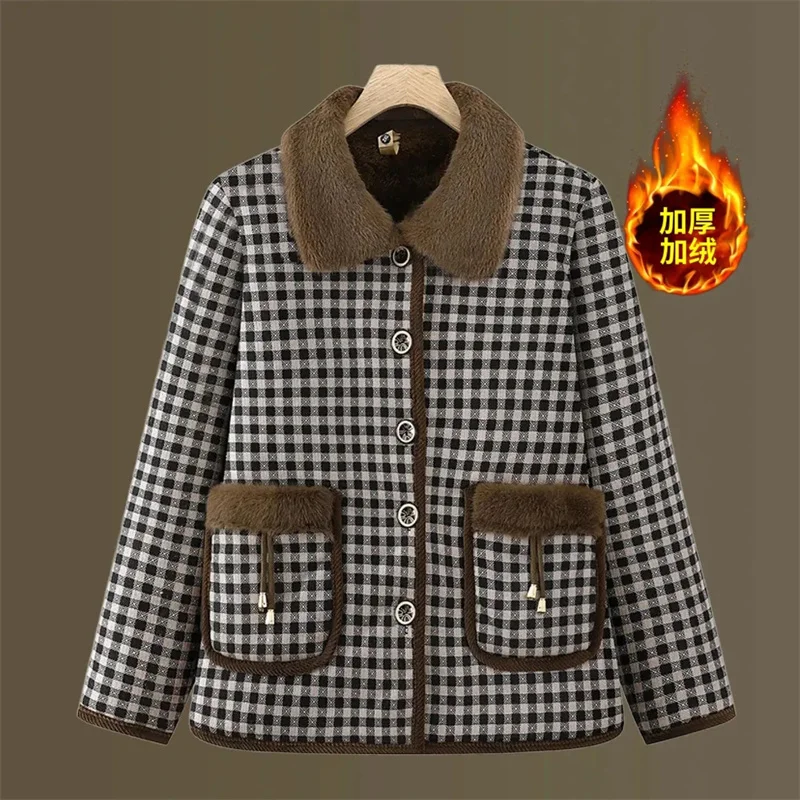 Veste d'extérieur épaisse en velours pour femmes âgées d'âge moyen, veste chaude rembourrée en coton, ample, nouvelle collection hiver 2026