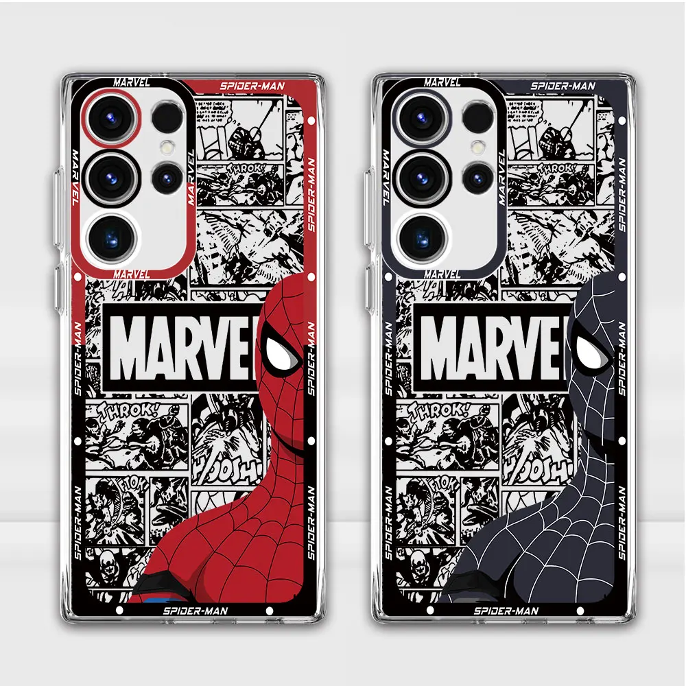 Marvel Spider man Case for Samsung Galaxy S24 Ultra S22 Plus S21 S20 FE S23 FE S20 Ultra S20 Shell Luxury Clear Silicone Cover 