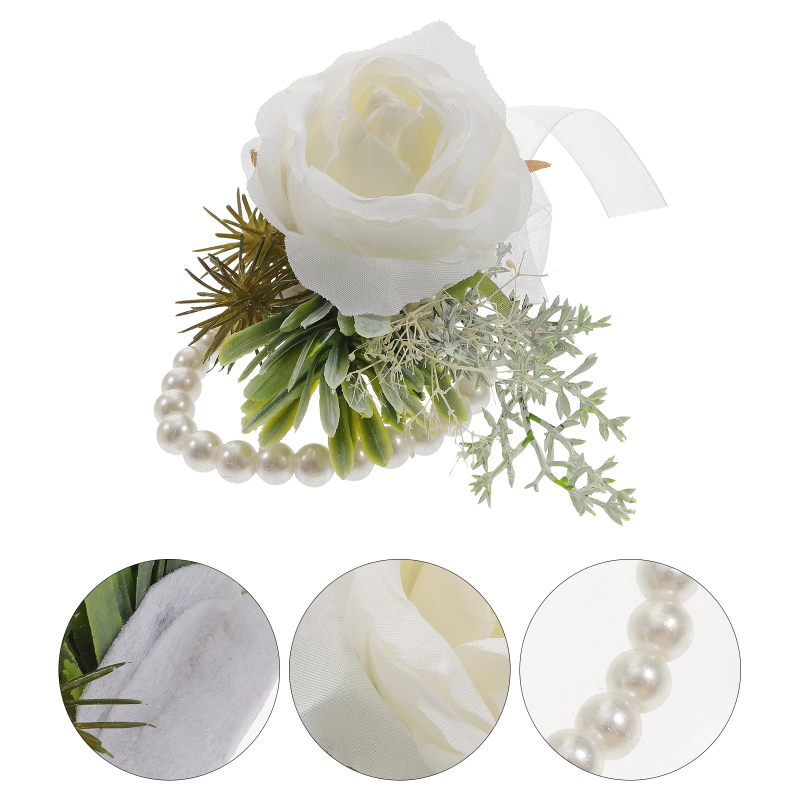 

Fresh White Green Wedding Wrist Corsage Bridesmaid Flower Bracelet Bridal Hand Wristband Elegant Floral Corsage Wristlet For