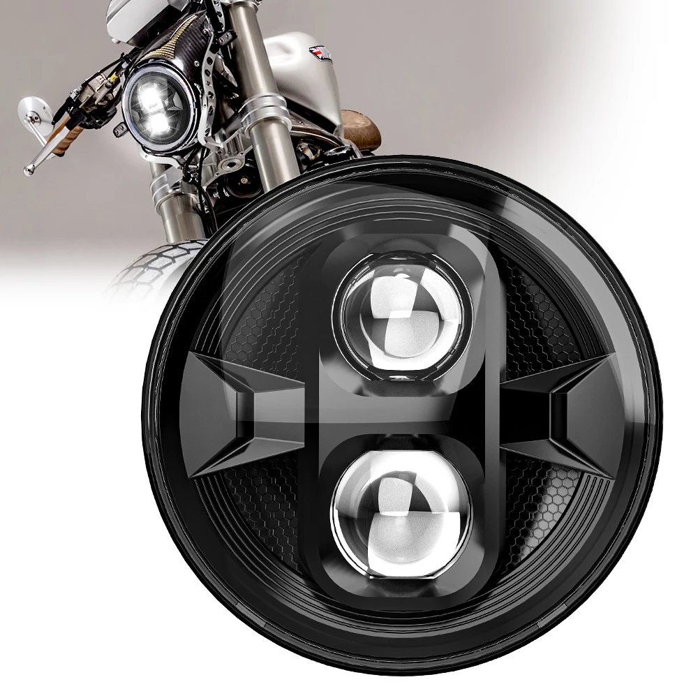 

STLFMotorcycle Lighting Systems Round Motorcycle Headlight 7 Inch Head Lamp Projector for for Jk