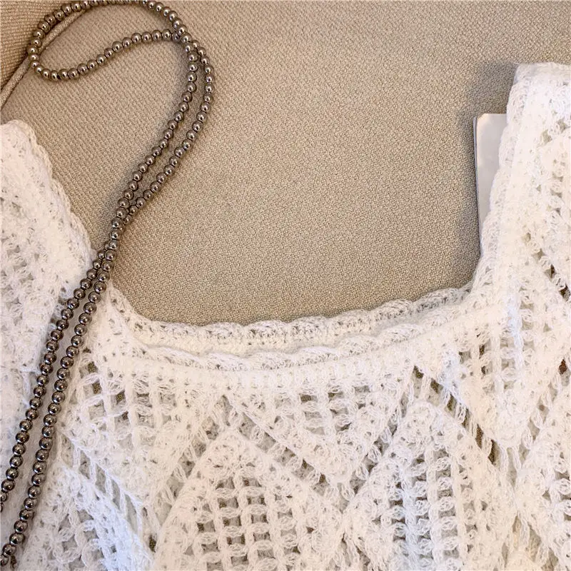 بروتيل بوهيمي منسوج للنساء ، توب قصير من الكروشيه ، شرابة مجوفة ، طراز عرقي ، صناعة ثقيلة ، جديد ، صيف