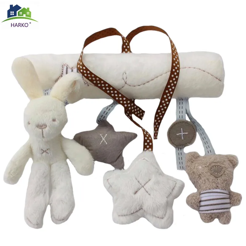 2024  New Hanging Bed Rabbit baby Hand Bell Safety Seat Plush Toy Multifunctional Plush Toy Stroller Mobile Gifts