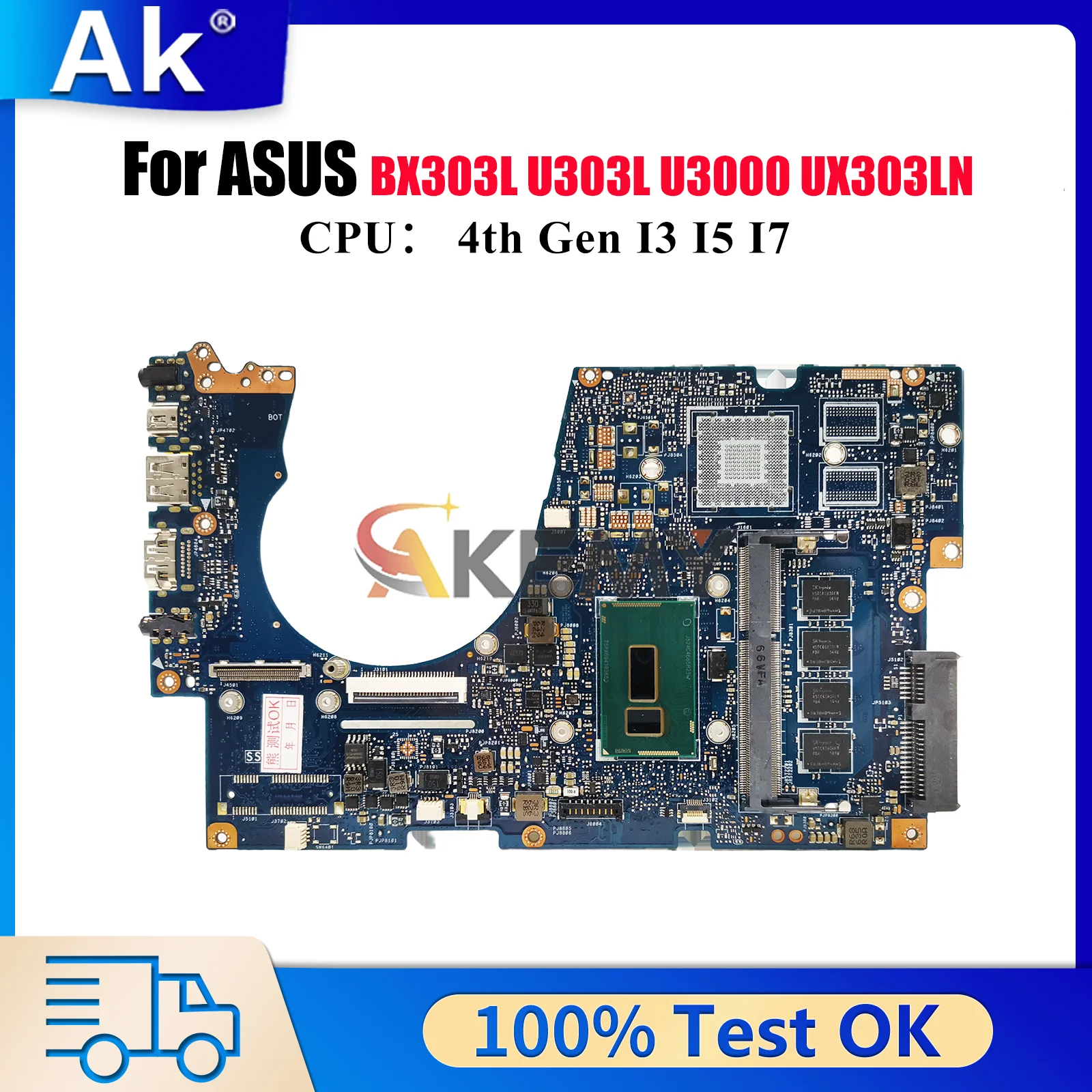 

UX303LA Laptop Motherboard For ASUS ZenBook UX303LB BX303L U303L UX303L UX303LN UX303LA UX303LNB U3000 Mainboard W/ I3 I5 I7 CPU
