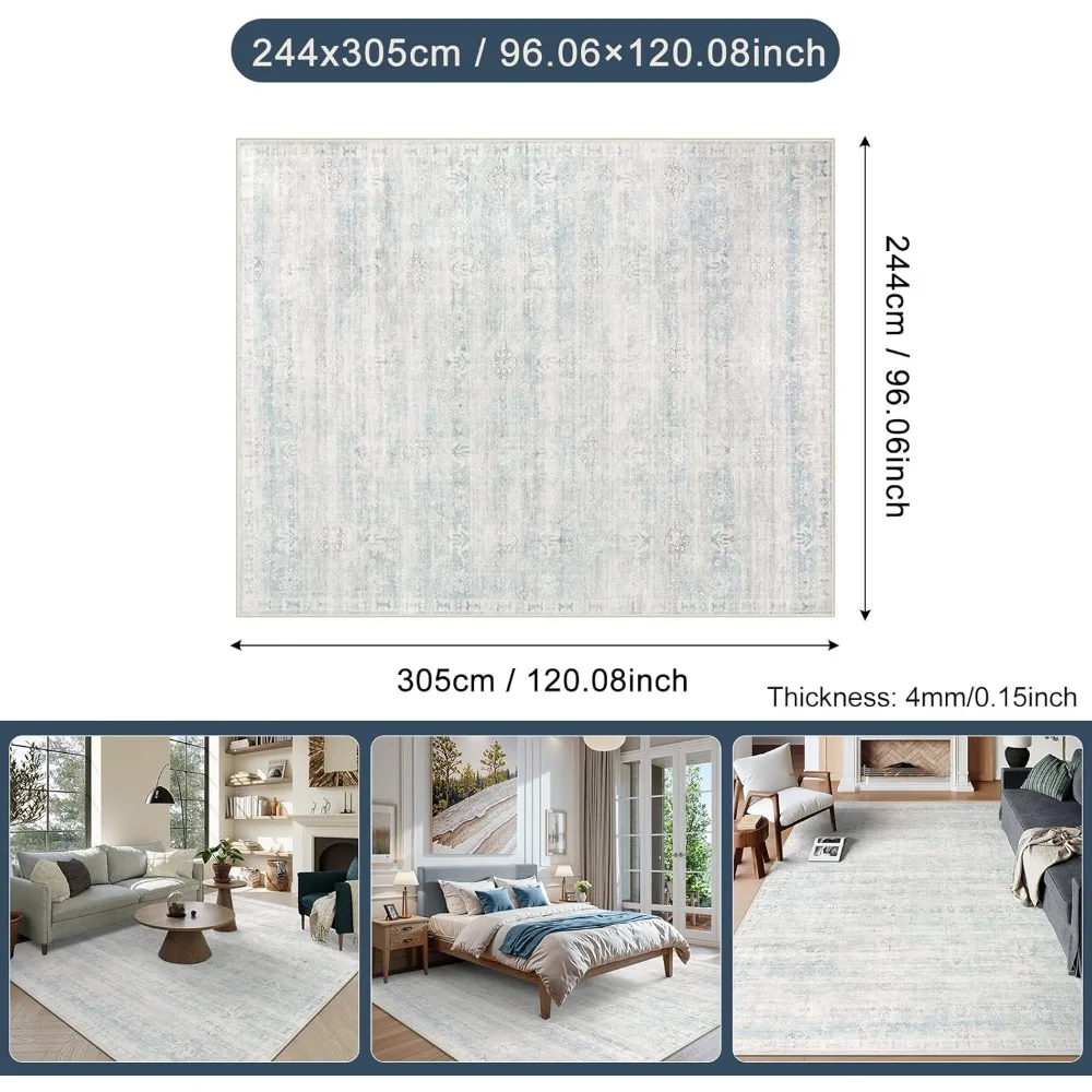 Stylish Light Blue 8x10 Area Rugs, Durable & Stain-Resistant for Living Room, Bedroom, Dining Area