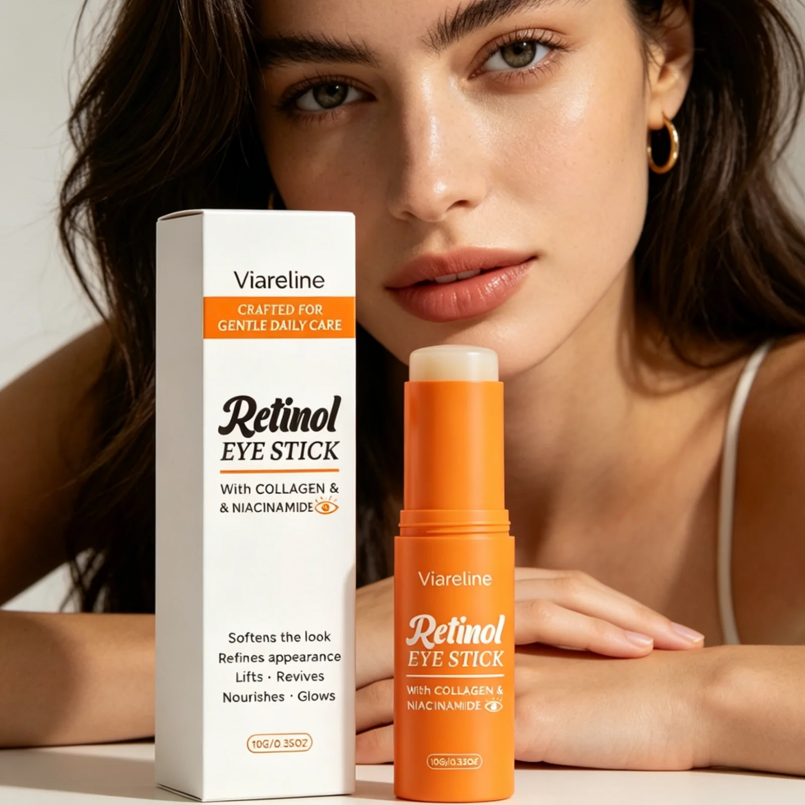 Viareline Retinol Eye Stick Anti Wrinkle Reduce Dark Circles Fade Fine Lines Lifting Firming Non Sticky Under Eye Balm Stick 10g