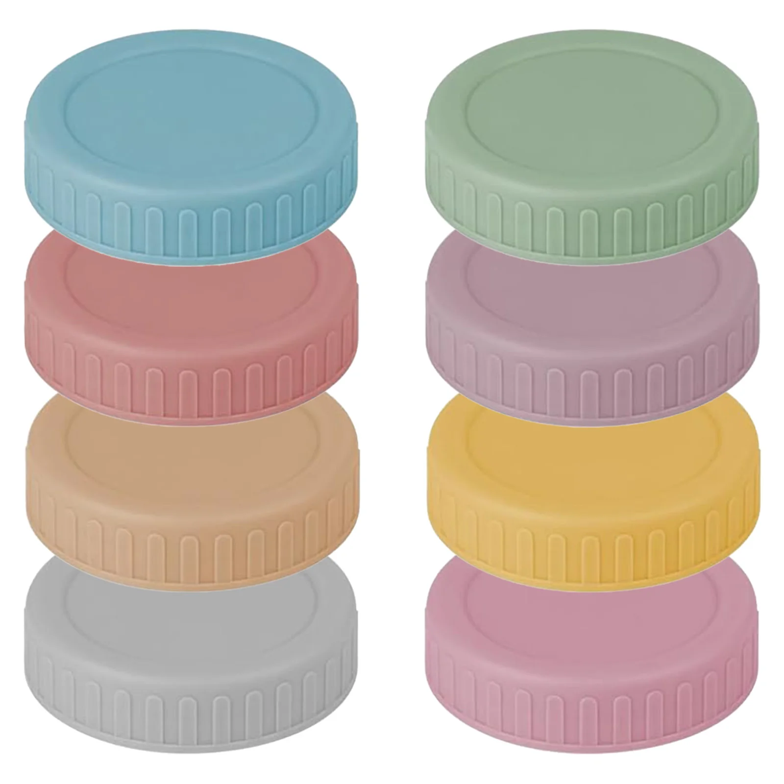 MUNDIDO 8PCS Tapas para Frascos Mason - Tapas de Plástico de Colores para Frascos Mason de Boca Regular, Tapas Herméticas para Conservas con Anillos de Silicona para Frascos Ball