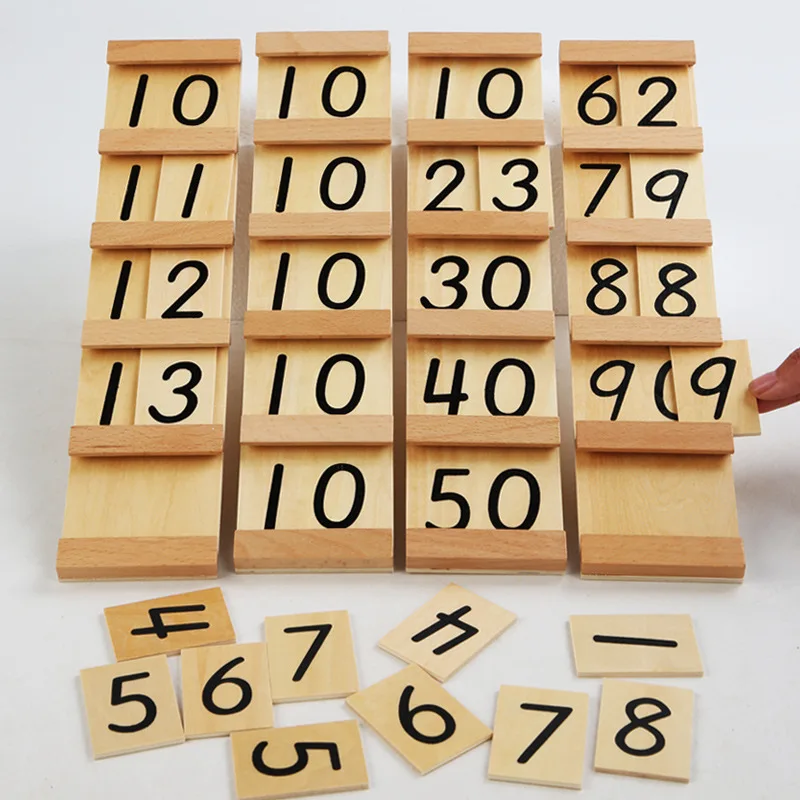 Children\'s Wooden Montessori Numbers 1-99 Learning Card Math Teaching Aid Preschool Children Early Education Educational Toys