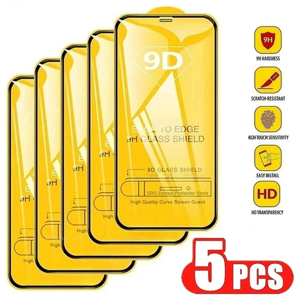 5PCS 9D Screen Protectors for OPPO Reno 8 5G 7 6 5Z 5 Lite 4 2Z 11F A78 A74 A58 A57 A54 A53 A94 A92S A91 A79 A18 A16S A15S Glass