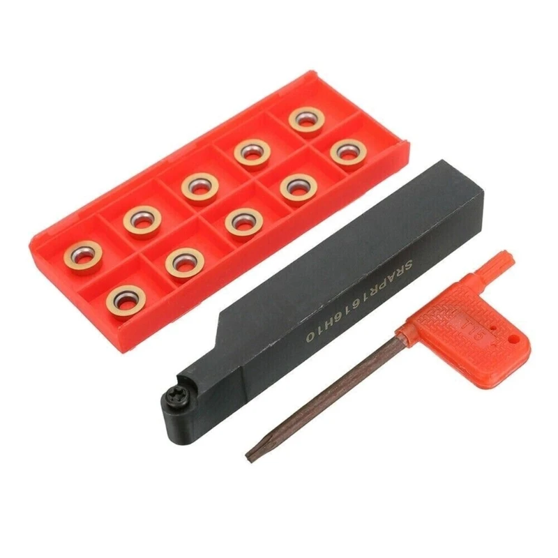 

SRAPR1616H10 Lathe Tool Metal Lathe Turning Tool Holder RPMT10T3MO Inserts Turning Inserts with Wrench Replacement