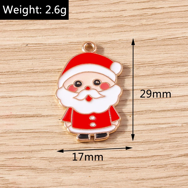 10 stücke Cartoon Emaille Weihnachten Santa Claus Charms Anhänger für Schmuck Herstellung Halsketten Ohrringe Armband DIY Handwerk Zubehör – Detail 3