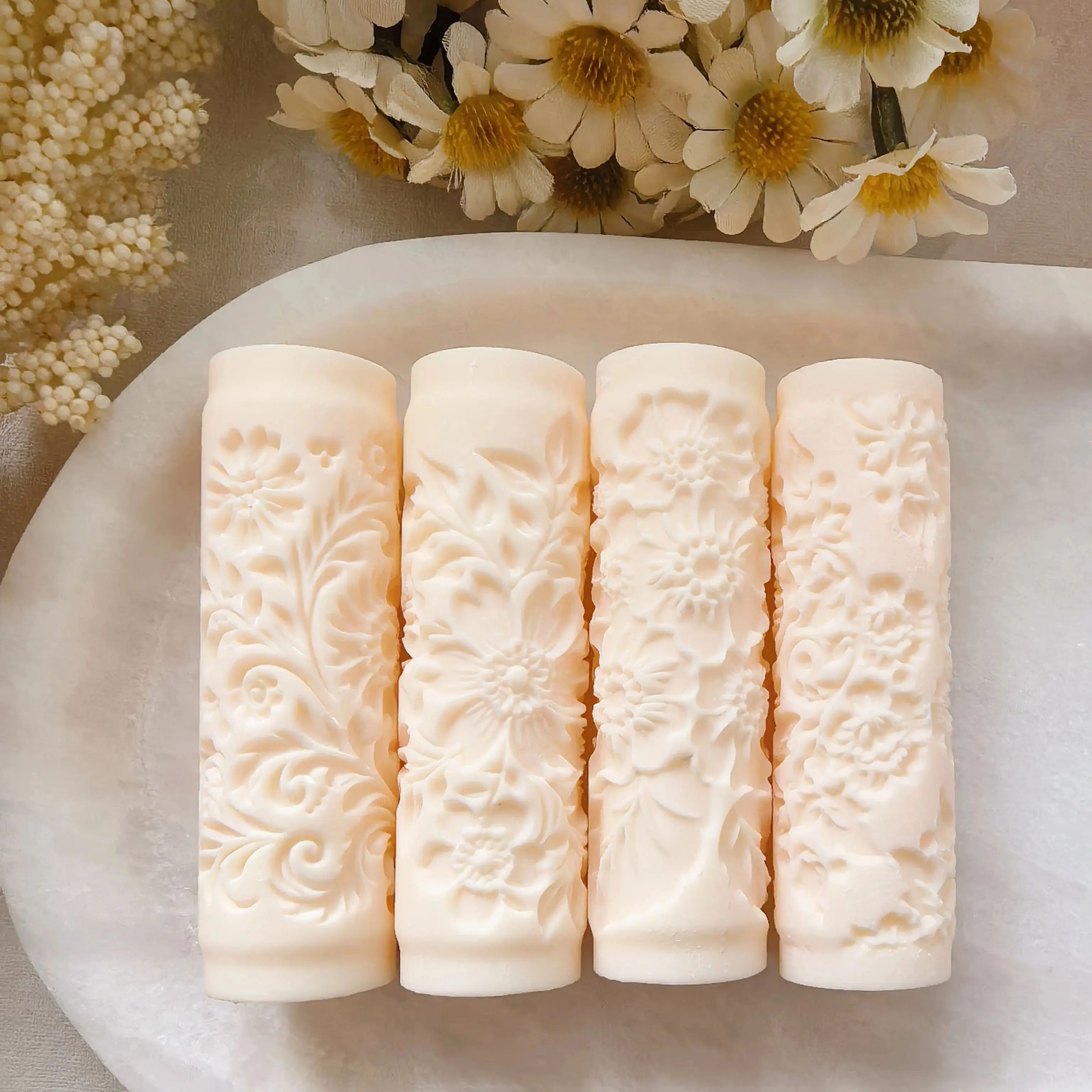 

French Pattern Soft Pottery Earring Polymer Clay Texture Roller, Seamless Cutter Tool for Clay Crafting, Durable Plastic Materia