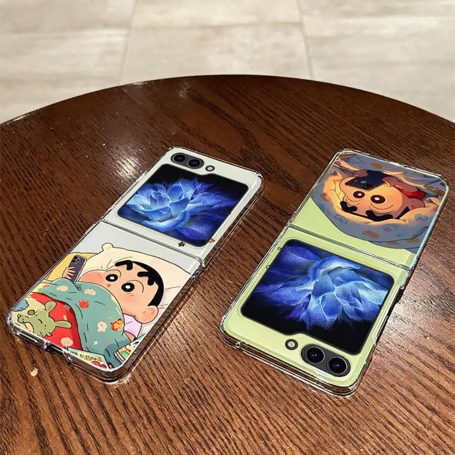Phone Funda Case for Samsung Galaxy Z Flip 8 Flip7 FE Flip6 Z Flip 7 6 5 4 3 Flip3 Flip5 Flip4 C-Crayon S-Shinchans Sleep