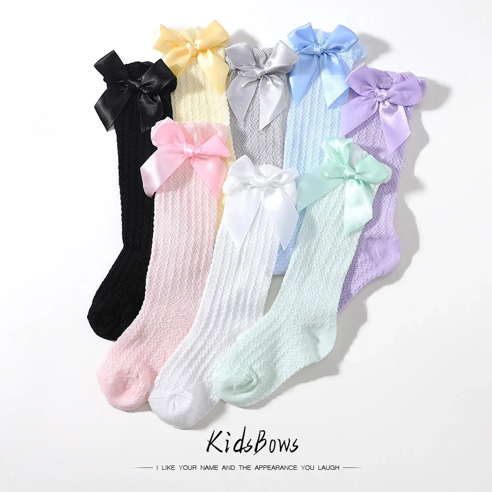 

4Pcs/Set 0-3 Age Kids Kids Clips Bows Cotton Socks Set Summer Baby Girls Gift Cute Newborn Socks Headwear Kids Accessories