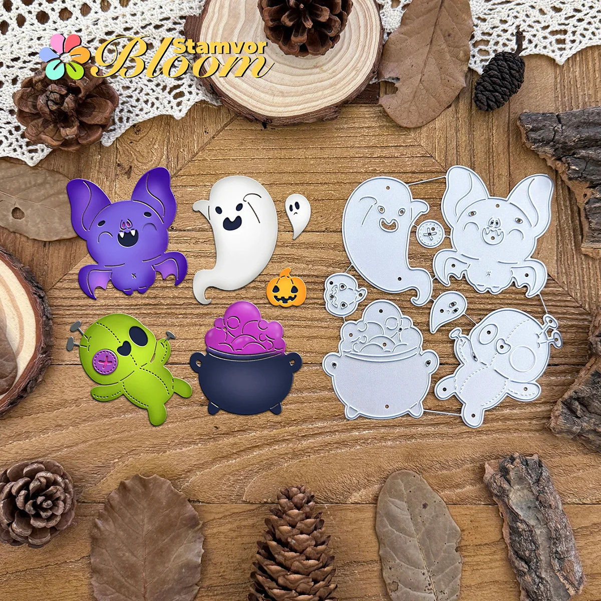 Original Halloween Schöne Fledermaus Geist Voodoo Puppe Metall Stanzformen Scrapbooking Dekorative Prägung