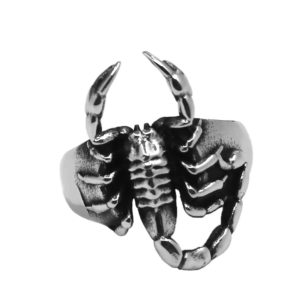 Gothic Punk Scorpion Ring Stainless Steel Vintage Plant Pattern Male Jewelry SWR1058