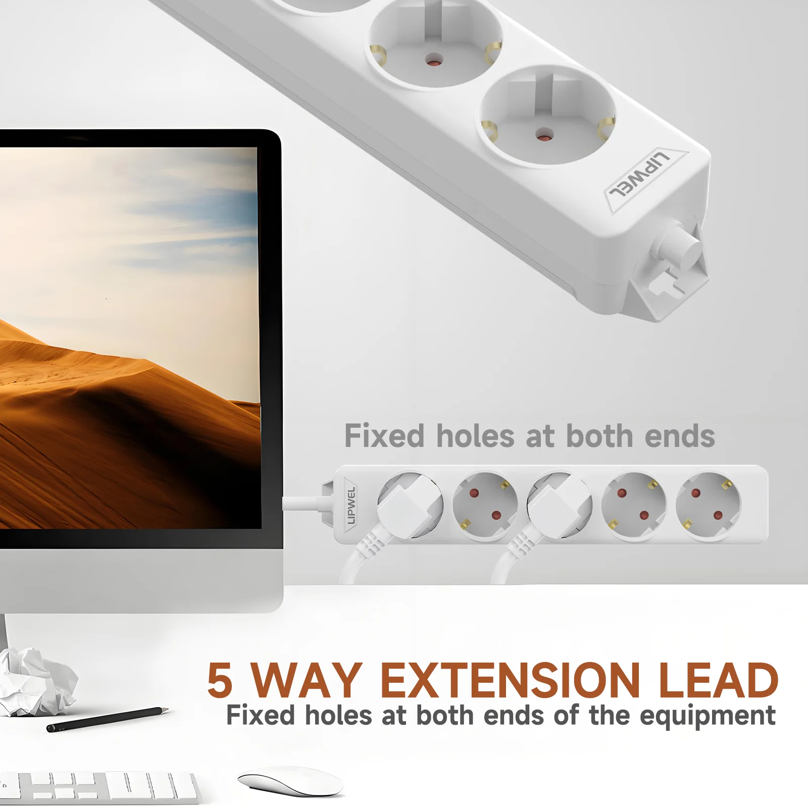 Child Safety Shutter Euro Plug Power Strip, 16A 3680W High Power Multi Socket, Safe Power Distributor For Family & Office