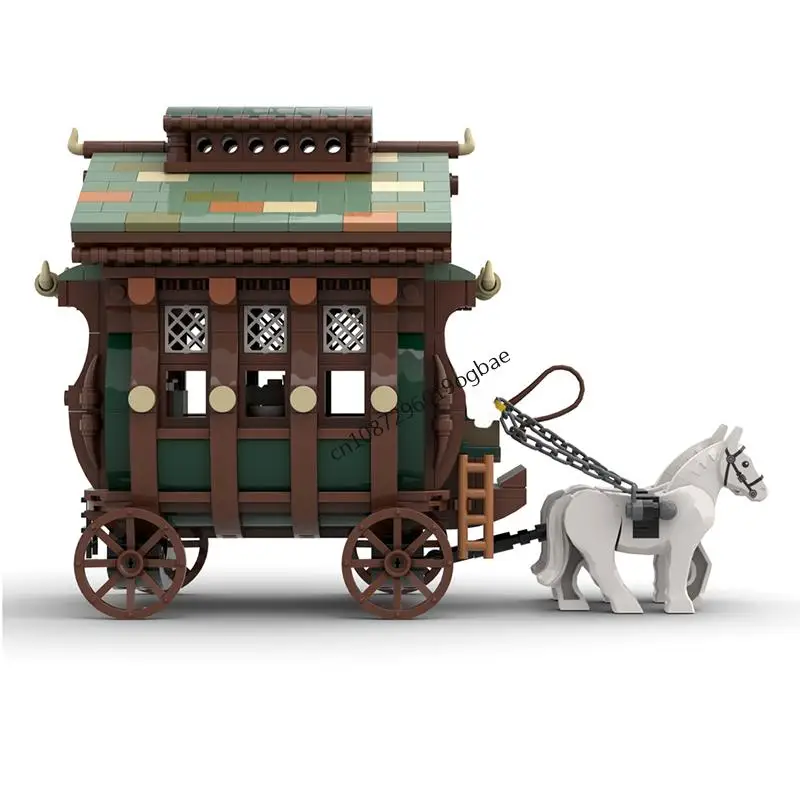 Novo 896 pçs moc europeu medieval vista de rua vagão casa castelo modelo blocos de construção diy ideias criativas crianças brinquedos presente aniversário