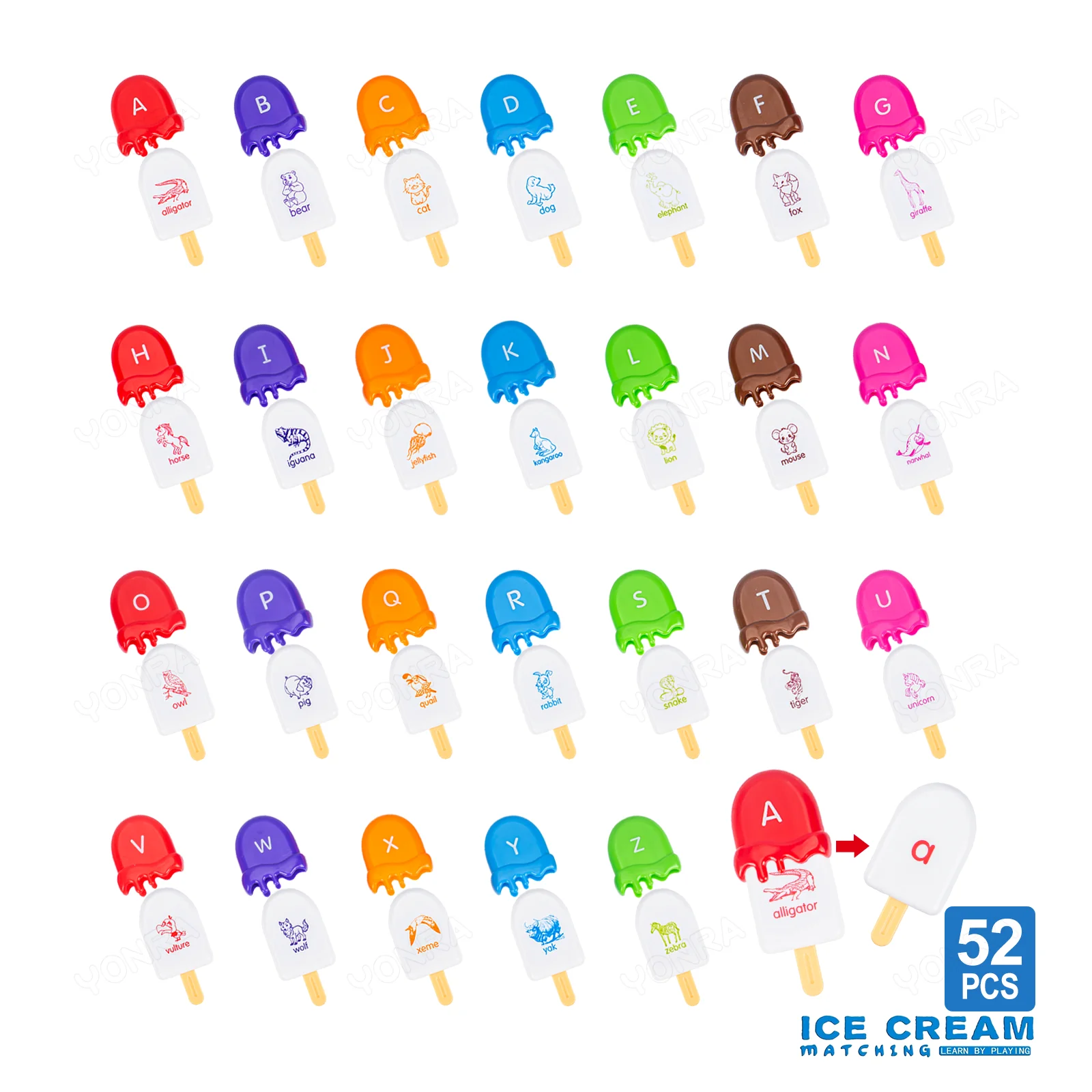 Alphabet-Lernspielzeug für Kleinkinder, Eiscreme, ABC-Buchstabe, passendes Spielzeug, Vorschule, pädagogisches Montessori-Spielzeug für Kinder für Jungen und Mädchen – Detail 1