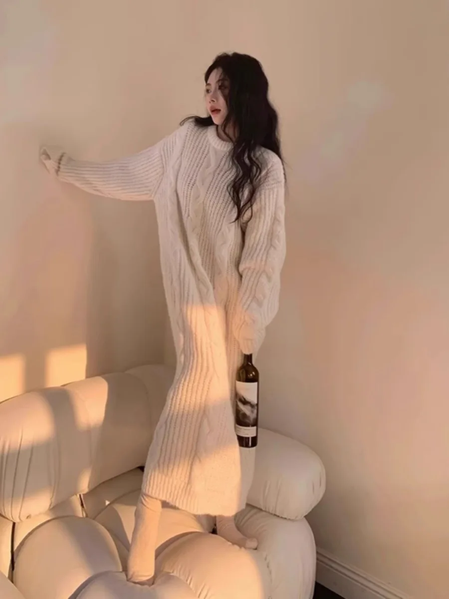 

Knee Length Pullovers For Students Sweaters Jumpers Women Light Cinch Waist Loose Festive Ladies Moricore Three-Dimensional Soft