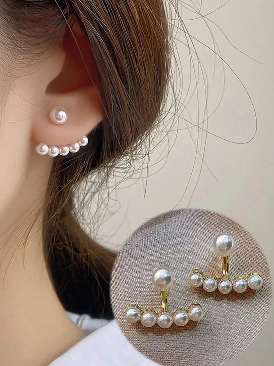 1 par de pendientes minimalistas con forma de corazón y perlas, pendientes colgantes de moda coreana East Gate para chicas, joyería para mujeres