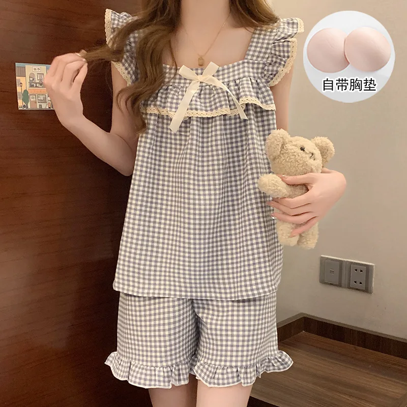 

Pajama Pants Set Women's Clothing Short Sleeve Shorts Homewear Spring Summer Cute Thin Comfortable Casual Wearable Large Size