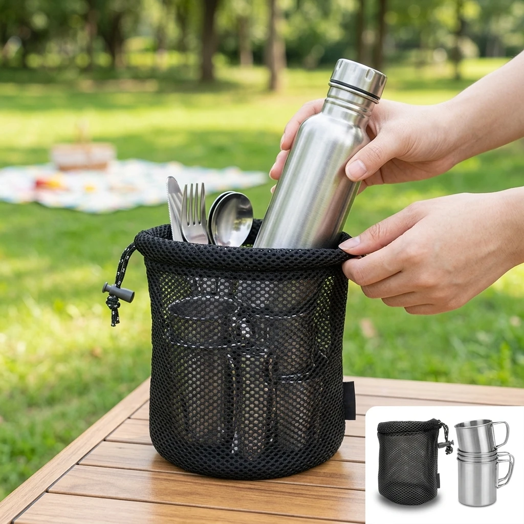 Camping Mesh Storage Bag Round - Outdoor Camping Utensils review and price