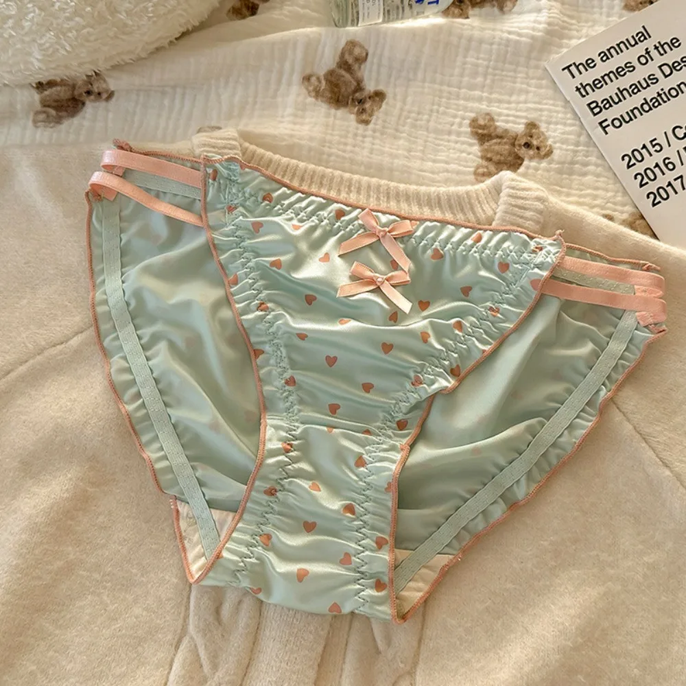 Fashion Ruffle Satin Silk Low-Rise Briefs for Women