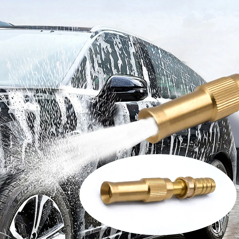 1/4 High Pressure Washer Shower Car Wash Copper Water Gun Household Brush Watering Nozzle In-Line Type Copper Garden Cleaning