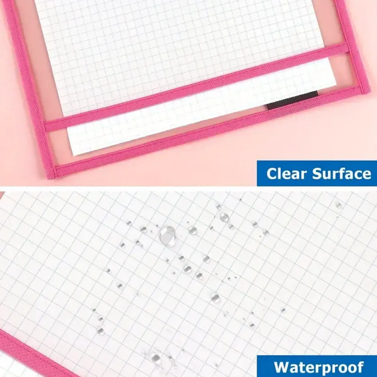 6-Color Reusable Dry Erase File Bags with Writing Practice Wipeable 6-Color Whiteboard Pen And 1 Random Color  Eraser Set image 6