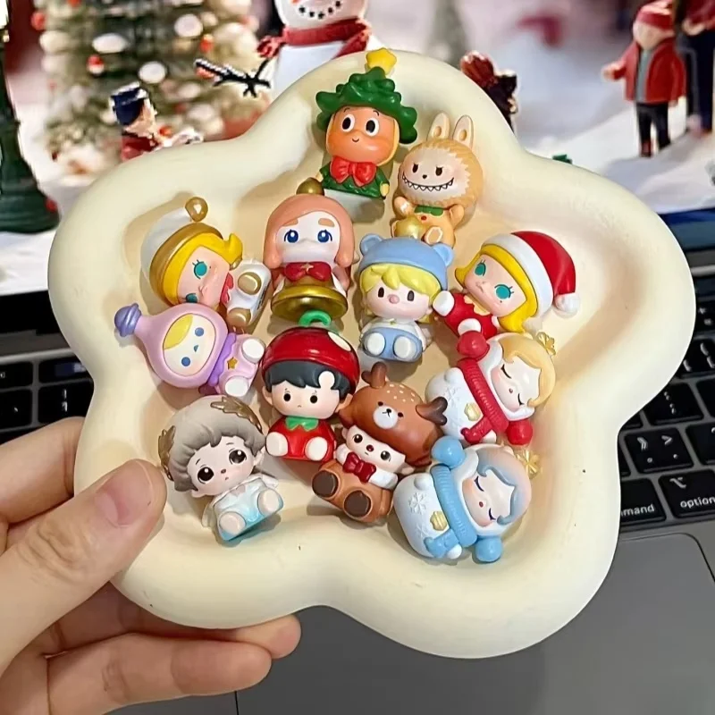 Authentic Cute Bean Bubble Grain Blind Box Kawai Xmas Party Series Dolls Limited Edition Creative Decorate Ornaments Kids Gifts