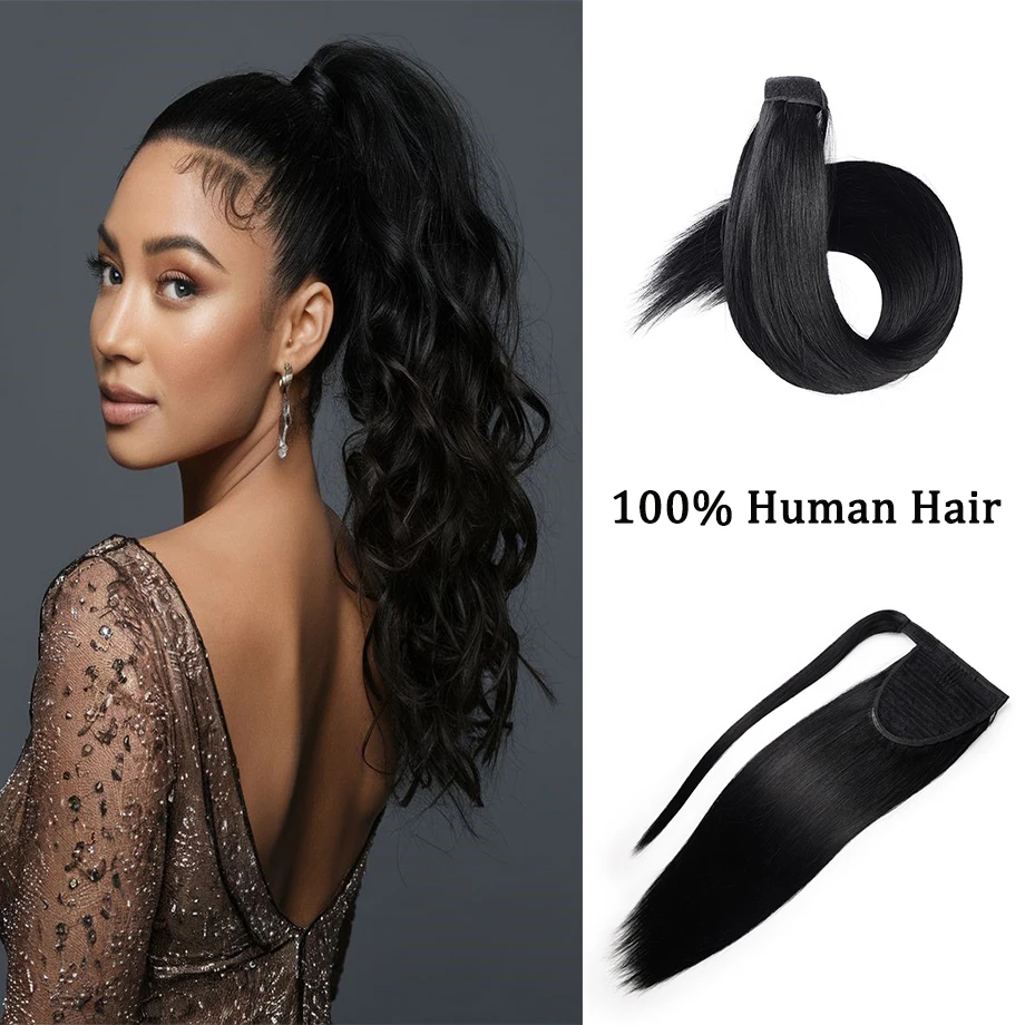 

Ponytail Human Hair Extensions Invisible Hairpins Wrap Around Human Hair Ponytail Ombre Natural Human Hair Extension For Women