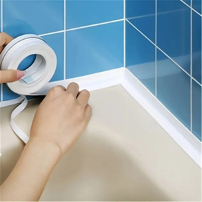 Pegatinas de pared impermeables para baño, cintas de sellado, tiras adhesivas de sellado de PVC, cinta para borde de fregadero, accesorios de baño y cocina, 1 ud.