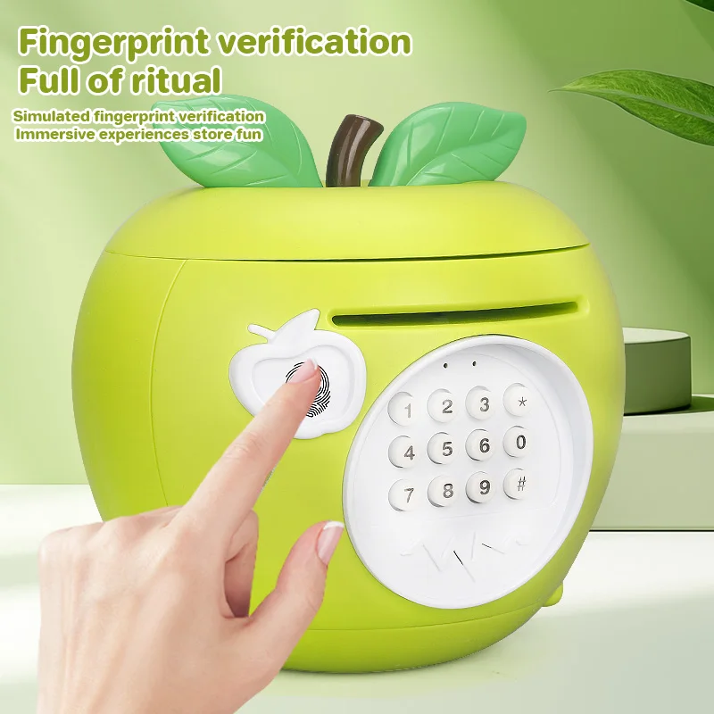 Electronic Piggy Bank Automatic Roll Banknote Cash Coin Saving Money Box Fingerprint Password Safe ATM Piggy Bank Christmas Gift