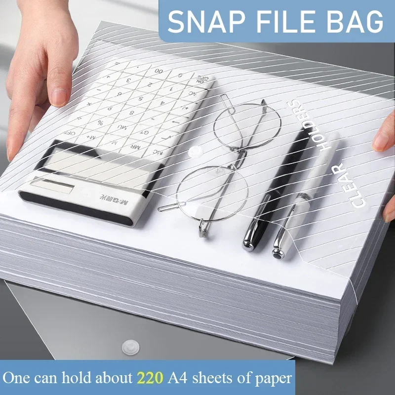 Stationery Pcs Large Transparent Pack Plastic File Office Folder Thick Data Storage Bag 20 Student Label Capacity