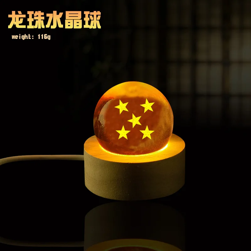 2026 Neue Dragon Ball Z Animation 1-7 Stern Kristallkugel LED Holzlampenständer Nachtlicht Gelbe Kristallkugel Schreibtisch-Ornamente Spielzeug
