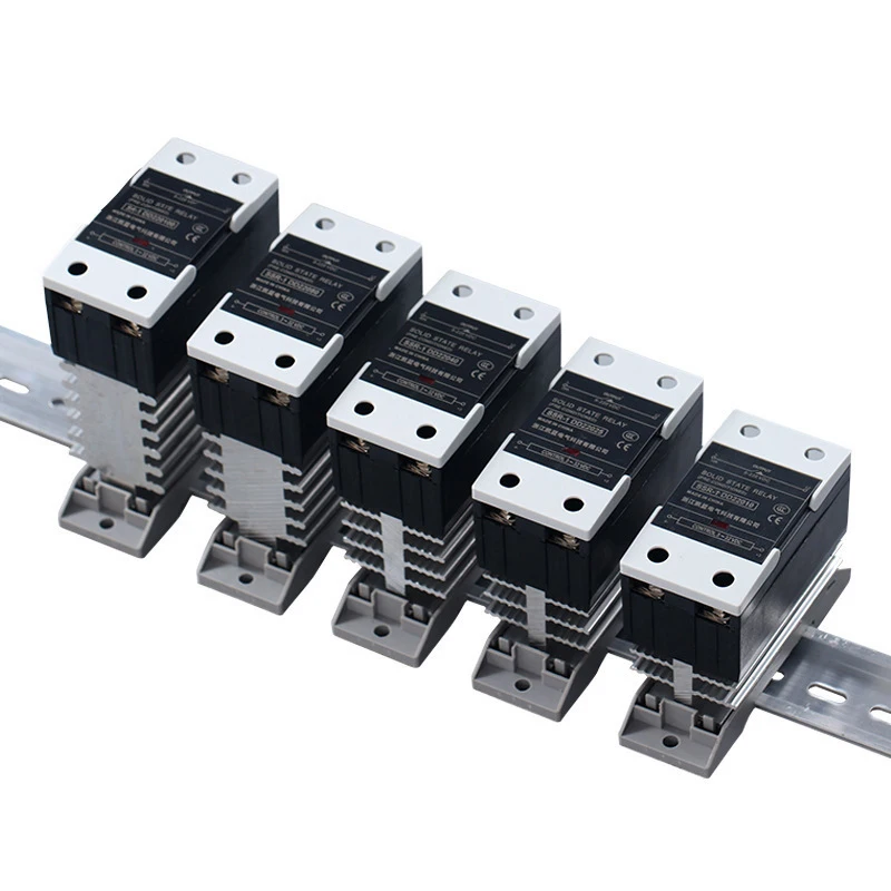 

1Set 40A 60A 100A 120A Integral Rail Single Phase Solid State Relay With Heat Sink White Plastic Case SSR DC Control AC Relay