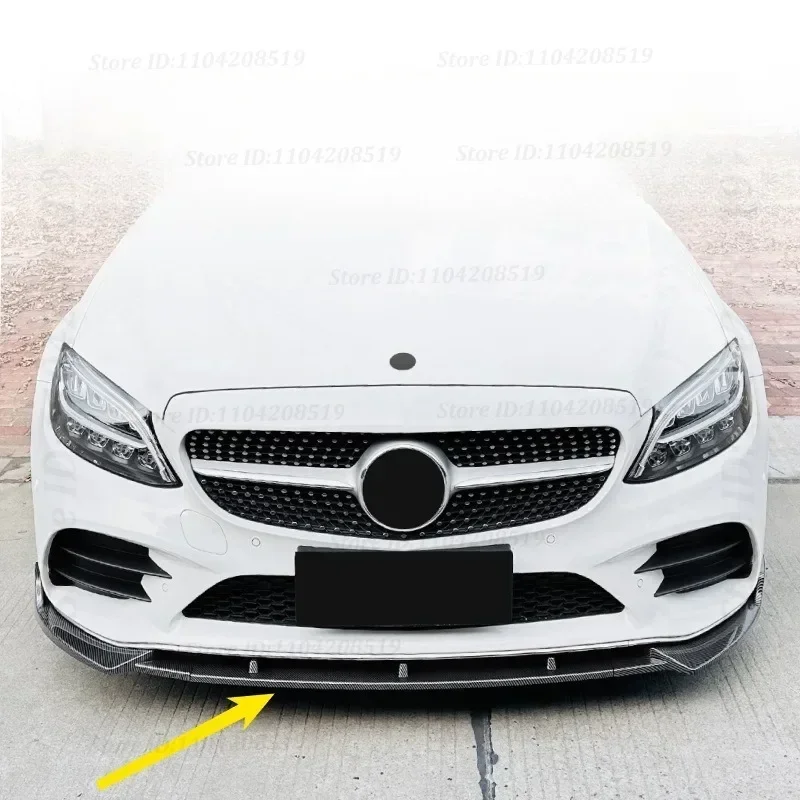 For Mercedes-Benz C-Class W205 S205 C205 AMG (2019-2021) Front Bumper Lip Splitter Spoiler Corner Covers Custom Modification