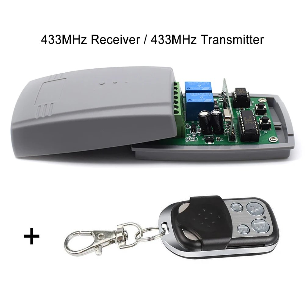 

433mhz Garage Door Receiver Universal 2CH Controller Gate Opener 433.92mhz Fixed Rolling Code Hand Transmitter Signal Adapter