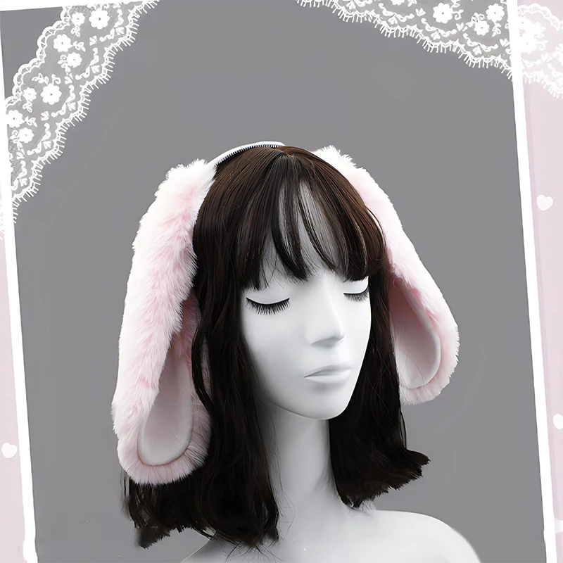 Cute Bunny Ears Headband Plush Rabbit Hair Hoop Headwear Cosplay Costume Hair Accessories For Adults Party