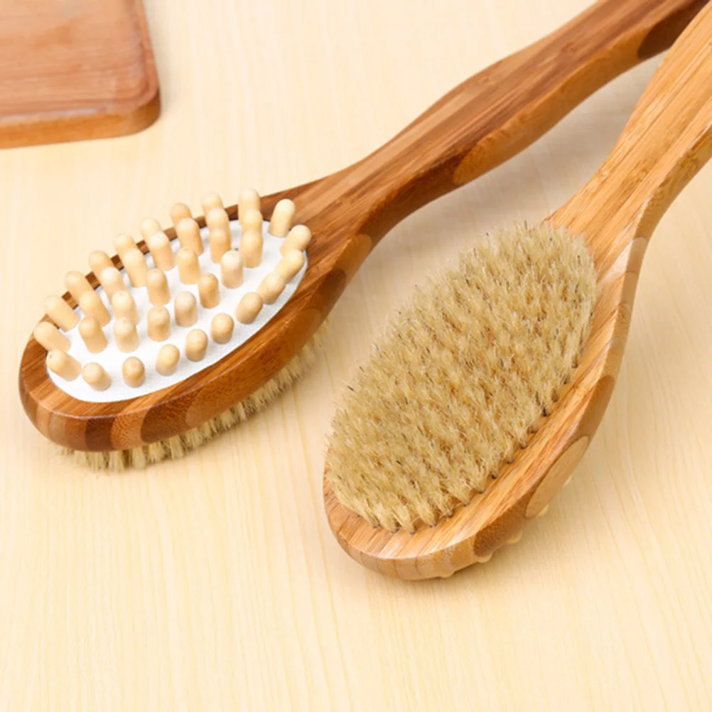 

Double-Sided Body Care Bath Long Handle Natural Bristles Exfoliating Shower Scrub For Spa Cleansing Body Care Bath Brush Shower
