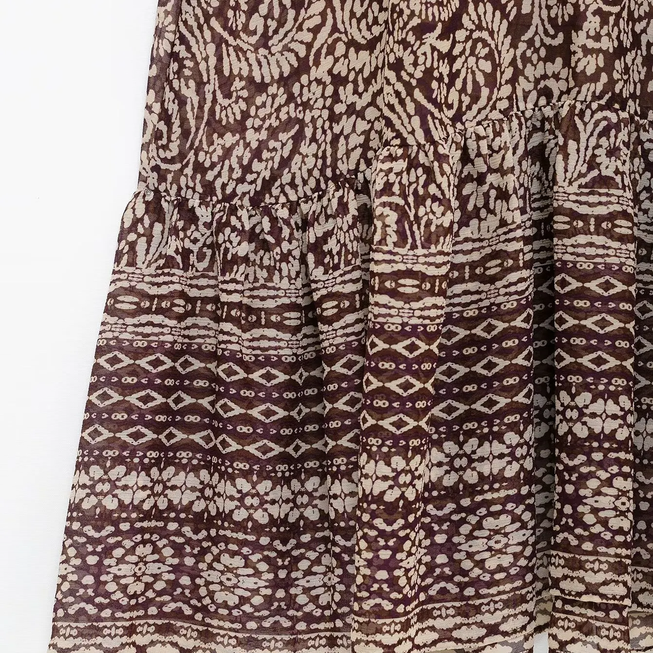 Vestido Midi E com Estampa Decorativa em Camadas, Nova Chegada de Primavera, Moda Fena JNLEAOG, Manga Longa, Decot...