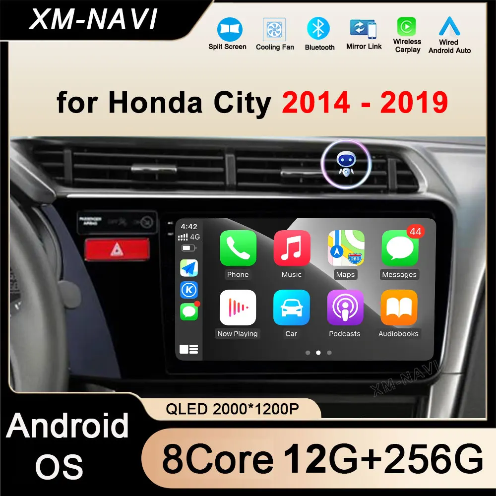 

4G Carplay for Honda City 2014 2015 2016 2017 - 2019 Android 16 Car Radio GPS Navi DSP Car Player WIFI BT QLED Screen Head unit