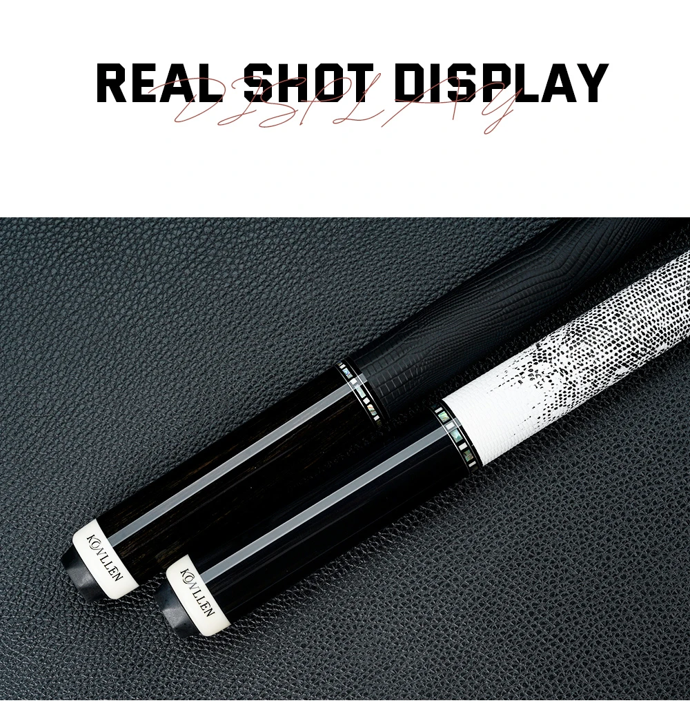 Billardqueue mit Carbonfaser-Schaft, geringer Abweichung, Griff mit Echsenmuster, 58 Zoll, 12,5 mm Spitze, 3/8x8 Verbindung, 8/9 Ball, KONLLEN – Detail 24