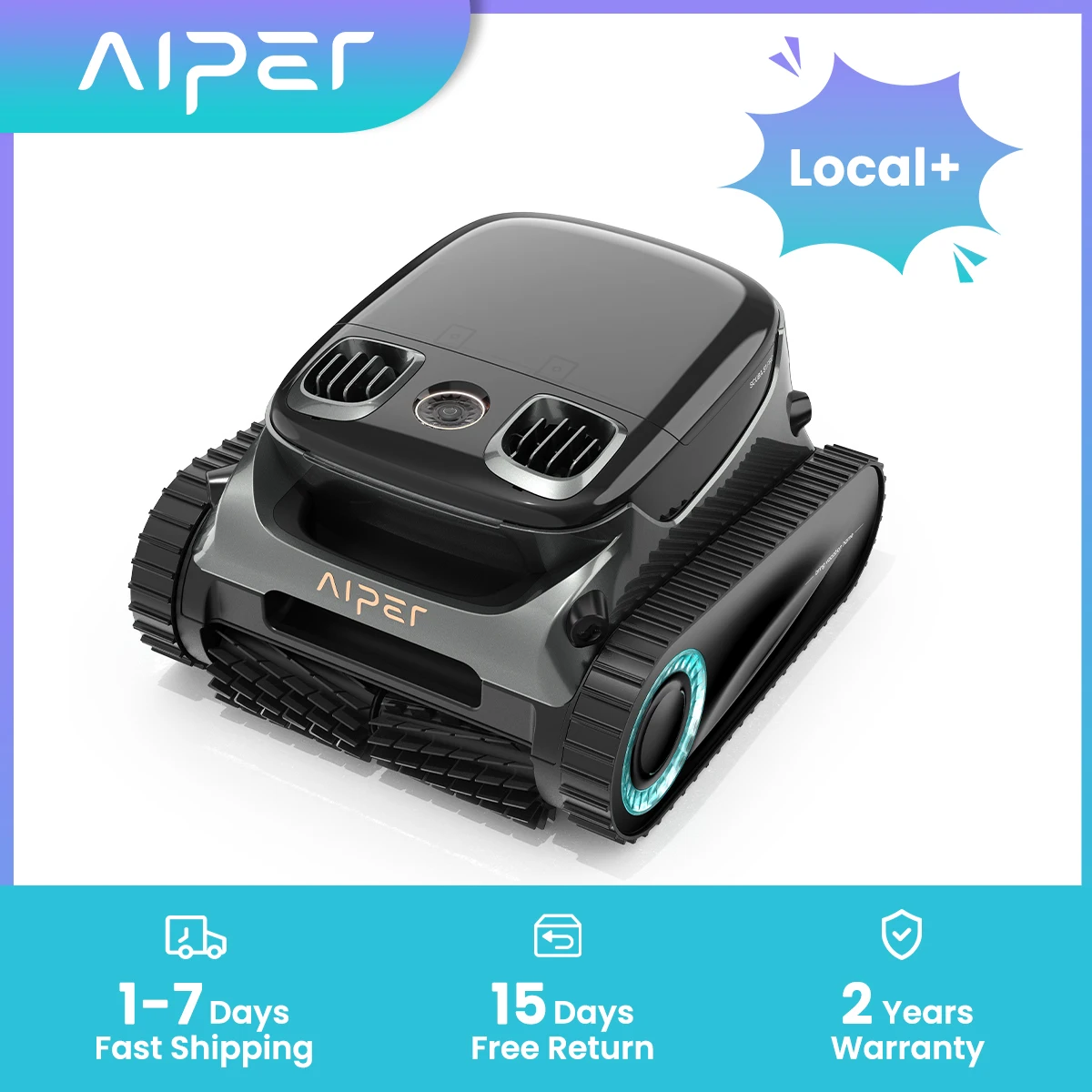 Limpiador de Piscinas Robótico Inalámbrico Aiper Scuba S1 Pro Reacondicionado, Batería de 180 Minutos, Fregado Horizontal de la Línea de Agua, Navegación Inteligente, Succión de 6000 GPH, Ideal para Piscinas Enterradas Grandes de hasta 200 pies ㎡