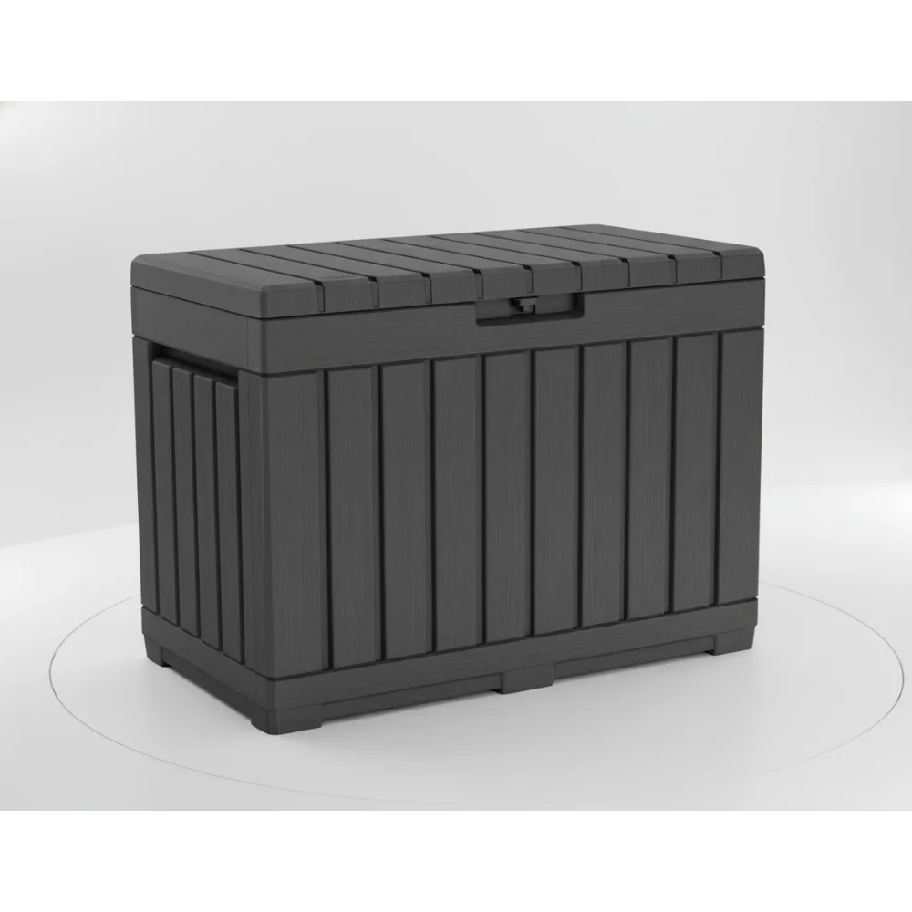 

50 Gallon Resin Deck Box for Patio Cushions, Garden Tools Storage - Dark Grey Outdoor Organizer