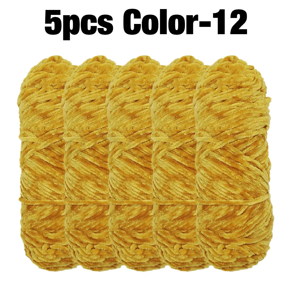 5 Rollen 100 g pro Rolle Premium-Samt-Chenille-Garn, weiches, warmes Strick-Häkelgarn für Decke, Mantel, Hut, Kissen, DIY-Handwerk