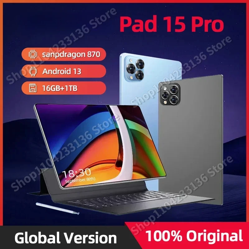 Original Global Version HD 4K Pad 15 Pro Tablet Android13 Snapdragon 870 11inch 16GB+1TB 20000mAh Tablet PC 5G WIFI Mi Tab