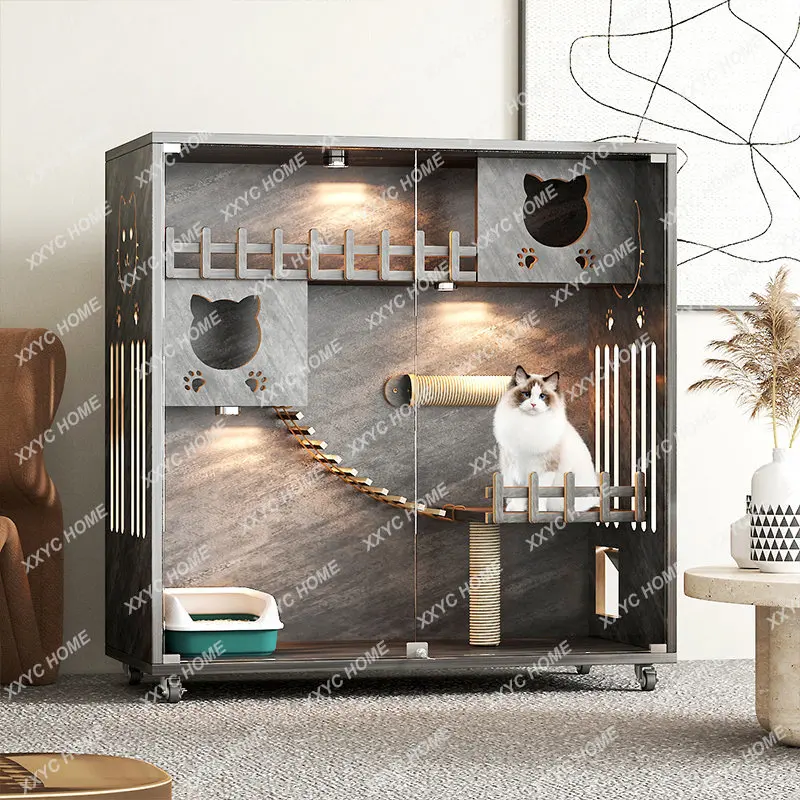 Large Cat Cage Cat Villa Home Indoor Cat Nest Cat Villa Large Solid Wood Cat Cage Cat Cabinet Cat Room large cage cat villa